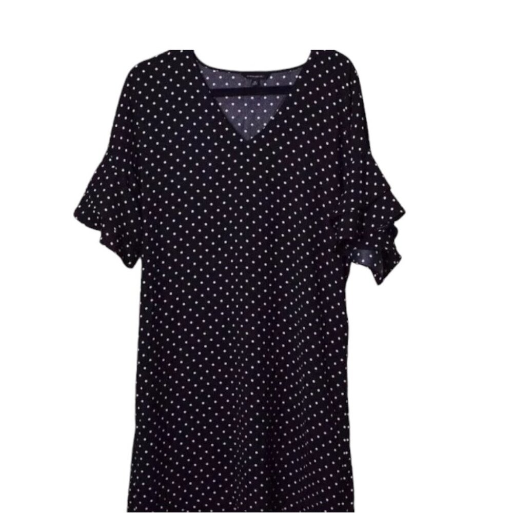 Women's Banana Republic Black Polka Dot Ruffled Short Sleeve Dress - Size 12